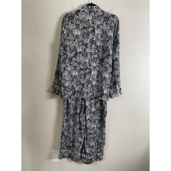 Banana Republic Womens Large Zebra Print Black White Pajama Set - Picture 8 of 13